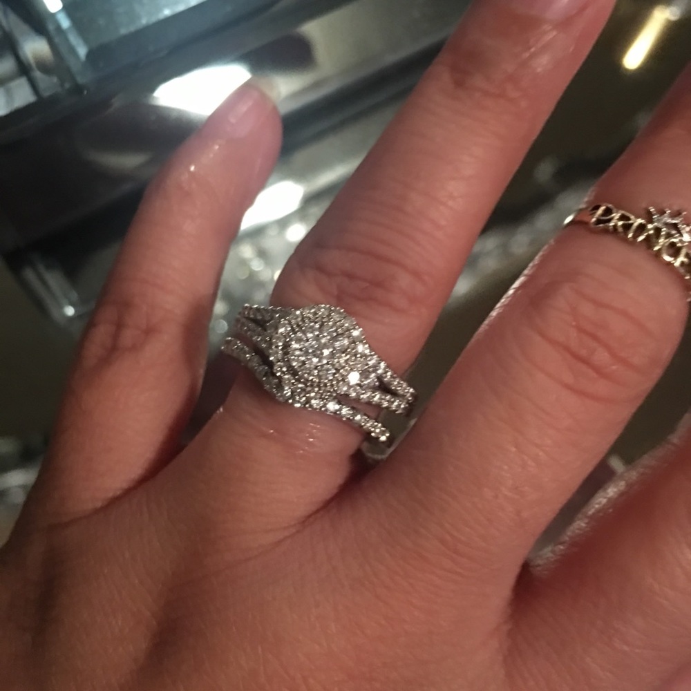 14k white gold wedding set